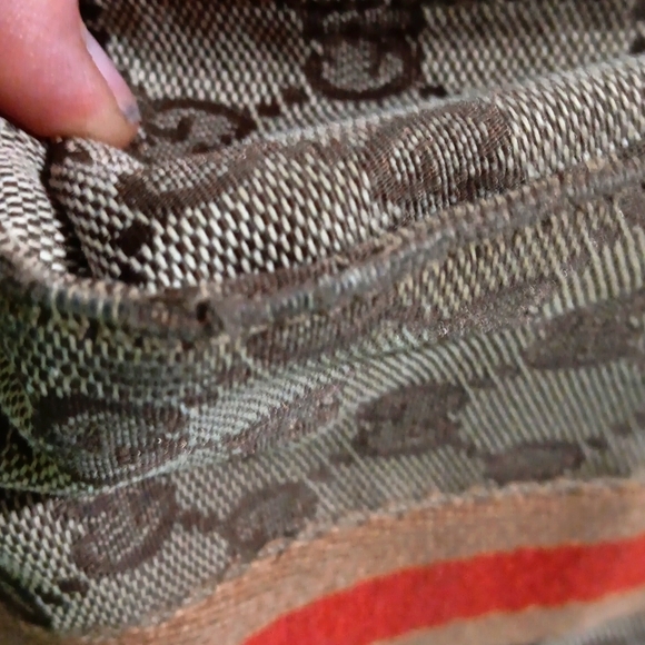 Auth Gucci GG Pouch Vtg VestierCollection Leather/Canvas Brn/Tan Monogram EUC - Picture 6 of 13
